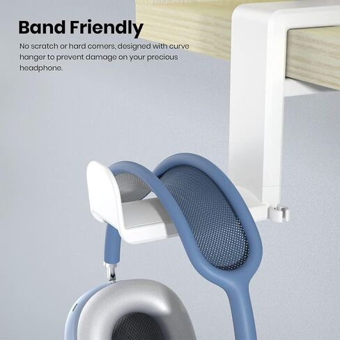 Rotating Headphone Stand - EURPMASK PC Gaming Headset Stand, Adjustable Clamp-on Headphone Holder, Headphone Hanger Hook Under Desk with 360 Degree Swivel&Cable Clip Organizer - Black+White in Saudi Arabia