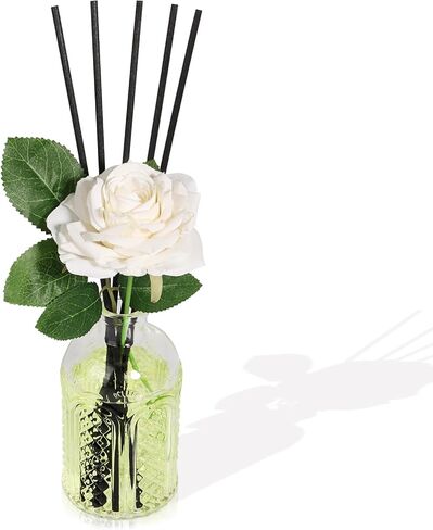 6.7 oz Jasmine Reed Diffuser with 5 Black Fiber Sticks, 200 ml Scent Diffuser for Home, Air Fresheners Long Lasting up to 50 Days,with Artificial Flower Leaf in Saudi Arabia