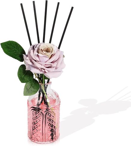 6.7 oz Jasmine Reed Diffuser with 5 Black Fiber Sticks, 200 ml Scent Diffuser for Home, Air Fresheners Long Lasting up to 50 Days,with Artificial Flower Leaf in Saudi Arabia