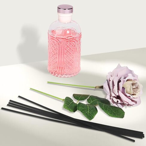 6.7 oz Jasmine Reed Diffuser with 5 Black Fiber Sticks, 200 ml Scent Diffuser for Home, Air Fresheners Long Lasting up to 50 Days,with Artificial Flower Leaf in Saudi Arabia