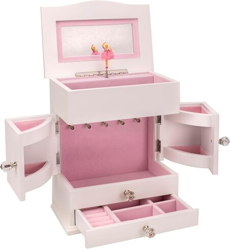Cottage Garden Ballerina White 11.4 x 9.4 MDF Wood and Velvet Musical Jewelry Box Plays Tune Swan Lake in Saudi Arabia