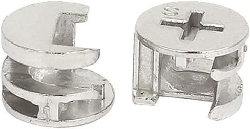 15x11mm(DxH) Cam Lock Nut - 50Pack - Good for Wood Wardrobe Table Bookshelf - Furniture Cam Fittings Connectors W/Black Cover - Silver Tone in Saudi Arabia