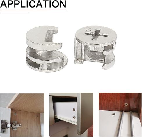 15x11mm(DxH) Cam Lock Nut - 50Pack - Good for Wood Wardrobe Table Bookshelf - Furniture Cam Fittings Connectors W/Black Cover - Silver Tone in Saudi Arabia