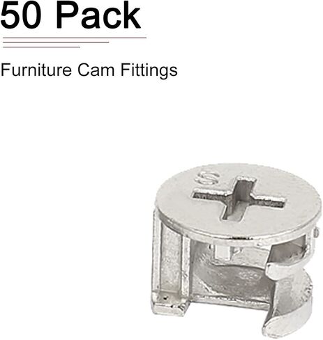 15x11mm(DxH) Cam Lock Nut - 50Pack - Good for Wood Wardrobe Table Bookshelf - Furniture Cam Fittings Connectors W/Black Cover - Silver Tone in Saudi Arabia