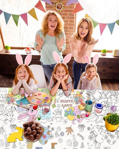2024 Giant Birthday Coloring Tablecloth Poster, 30 x 72 Inch Paper Table Cover Crafts for Kids, Coloring Banner Gifts for Children's Party, School Parties, Special Events Decoration in Saudi Arabia
