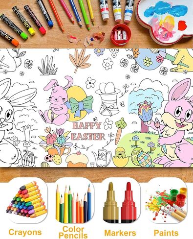 2024 Giant Birthday Coloring Tablecloth Poster, 30 x 72 Inch Paper Table Cover Crafts for Kids, Coloring Banner Gifts for Children's Party, School Parties, Special Events Decoration in Saudi Arabia