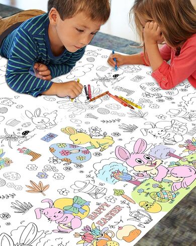 2024 Giant Birthday Coloring Tablecloth Poster, 30 x 72 Inch Paper Table Cover Crafts for Kids, Coloring Banner Gifts for Children's Party, School Parties, Special Events Decoration in Saudi Arabia