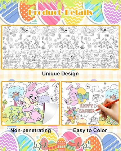2024 Giant Birthday Coloring Tablecloth Poster, 30 x 72 Inch Paper Table Cover Crafts for Kids, Coloring Banner Gifts for Children's Party, School Parties, Special Events Decoration in Saudi Arabia
