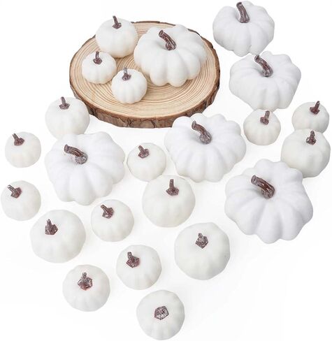 Pumpkin Decorating Kit 24Pcs Different Sizes Mini Pumpkins for Decorating Fake Pumpkins Thanksgiving Halloween Fall Home Centerpiece Decor (Orange) in Saudi Arabia