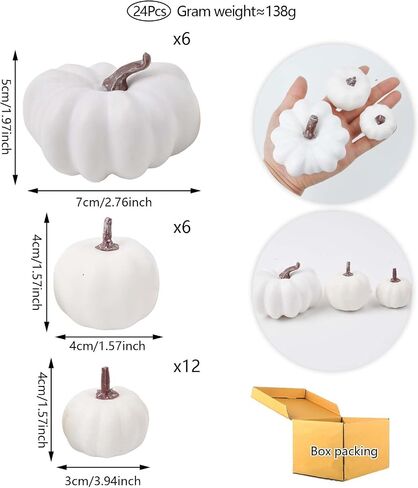 Pumpkin Decorating Kit 24Pcs Different Sizes Mini Pumpkins for Decorating Fake Pumpkins Thanksgiving Halloween Fall Home Centerpiece Decor (Orange) in Saudi Arabia