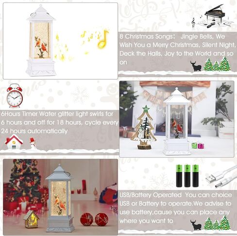 Christmas Snow Globes, Cardinal Birds Scene Snow Globes,Glittering Lantern with Timer, Snow Globe Lantern USB or Battery Powered for Desktop Ornament, Christmas Decoration and Gifts in Saudi Arabia