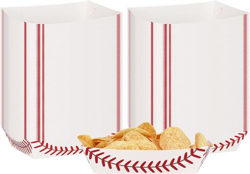 Paper Food Boats, Disposable Nacho Trays for Serving Food, Paper Food Trays for Concession Food Condiments and Snacks, Party Decorations (Baseball, 100 Pack, 3lb) in Saudi Arabia