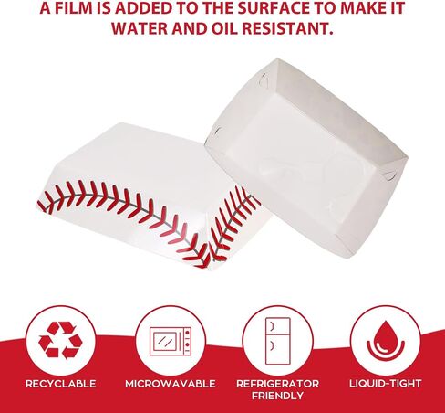 Paper Food Boats, Disposable Nacho Trays for Serving Food, Paper Food Trays for Concession Food Condiments and Snacks, Party Decorations (Baseball, 100 Pack, 3lb) in Saudi Arabia