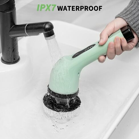 Upgraded Electric Spin Scrubber,Waterproof Cordless Shower Cleaning Brush,Power Shower Scrubber with 6 Replaceable Brush Heads & Adjustable Extension Handle,Electric Mop for Bathroom,Tub,Tile in Kuwait