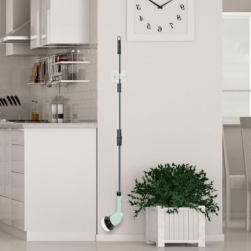 Upgraded Electric Spin Scrubber,Waterproof Cordless Shower Cleaning Brush,Power Shower Scrubber with 6 Replaceable Brush Heads & Adjustable Extension Handle,Electric Mop for Bathroom,Tub,Tile in Kuwait