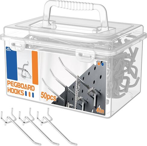 70pcs 2/4/6/8in Peg Board Hooks for Hanging, Pegboard Hooks Heavy Duty with Storage Box for 1/4 Pegboard, Garage, Store Shelving, Wall Hanging, Metal Peg Board Tool Hangers Organizer Accessories Kit in Saudi Arabia