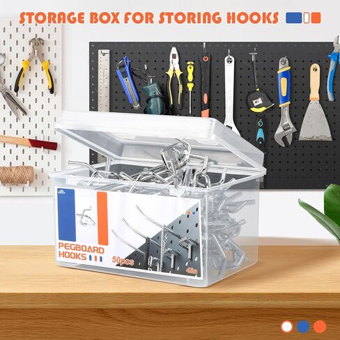 70pcs 2/4/6/8in Peg Board Hooks for Hanging, Pegboard Hooks Heavy Duty with Storage Box for 1/4 Pegboard, Garage, Store Shelving, Wall Hanging, Metal Peg Board Tool Hangers Organizer Accessories Kit in Saudi Arabia