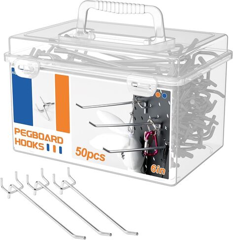 70pcs 2/4/6/8in Peg Board Hooks for Hanging, Pegboard Hooks Heavy Duty with Storage Box for 1/4 Pegboard, Garage, Store Shelving, Wall Hanging, Metal Peg Board Tool Hangers Organizer Accessories Kit in Saudi Arabia