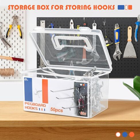 70pcs 2/4/6/8in Peg Board Hooks for Hanging, Pegboard Hooks Heavy Duty with Storage Box for 1/4 Pegboard, Garage, Store Shelving, Wall Hanging, Metal Peg Board Tool Hangers Organizer Accessories Kit in Saudi Arabia