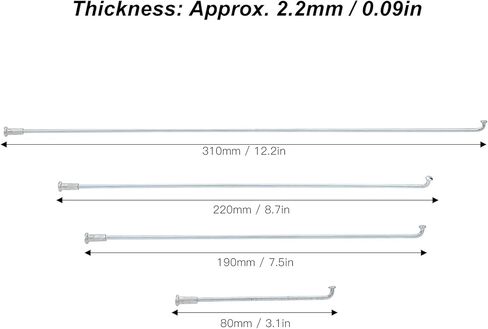 VGEBY Electric Bicycle Thick Spokes, 13G 2.2mm Bike Spokes Stainless Steel Spokes Bicycle Tricycle Accessories Combination Spokes (10 pcs/sell) in Saudi Arabia