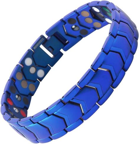 Magnetic Bracelet for Men Three rows Energy Stainless Steel Black Bracelet Magnet Link Mens Jewelry 8.66 inches in Saudi Arabia