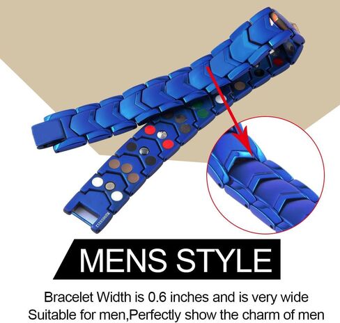 Magnetic Bracelet for Men Three rows Energy Stainless Steel Black Bracelet Magnet Link Mens Jewelry 8.66 inches in Saudi Arabia