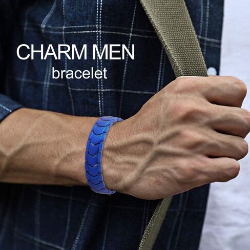 Magnetic Bracelet for Men Three rows Energy Stainless Steel Black Bracelet Magnet Link Mens Jewelry 8.66 inches in Saudi Arabia