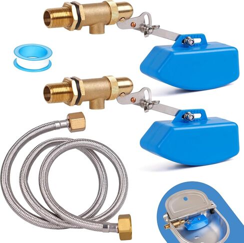1/2 Inch Brass Float Valve for Water Tank with Hose Auto Shut Off Pool Fill Valve Automatic Fill Float Ball Valve for Stock Fountains Livestock Waterer Troughs (1/2 Inch Float Valve, 2) in Kuwait