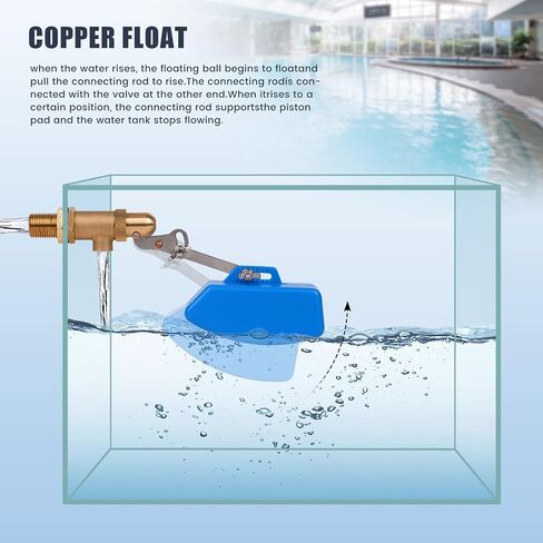 1/2 Inch Brass Float Valve for Water Tank with Hose Auto Shut Off Pool Fill Valve Automatic Fill Float Ball Valve for Stock Fountains Livestock Waterer Troughs (1/2 Inch Float Valve, 2) in Kuwait