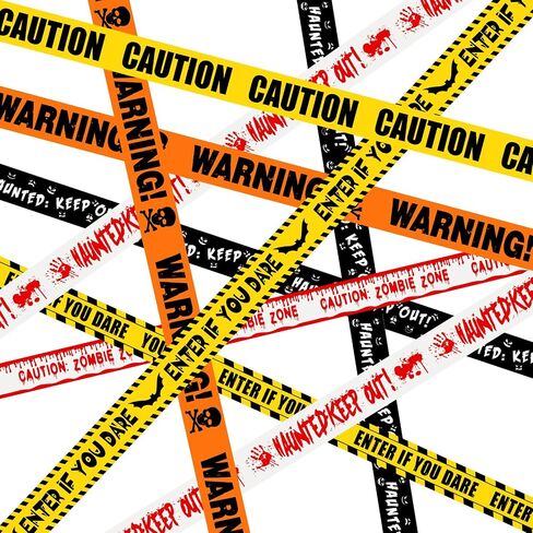 6Pcs Halloween Fright Tape 180ft/54.9m Halloween Caution Tape Warning Tape Enter If You Dare Tape Haunted Keep Out Tape Outdoor Halloween Party Decorations for Room Door Haunted Houses No Stickiness in Saudi Arabia