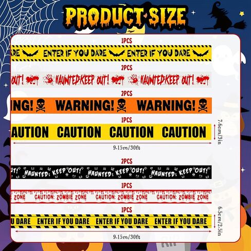 6Pcs Halloween Fright Tape 180ft/54.9m Halloween Caution Tape Warning Tape Enter If You Dare Tape Haunted Keep Out Tape Outdoor Halloween Party Decorations for Room Door Haunted Houses No Stickiness in Saudi Arabia