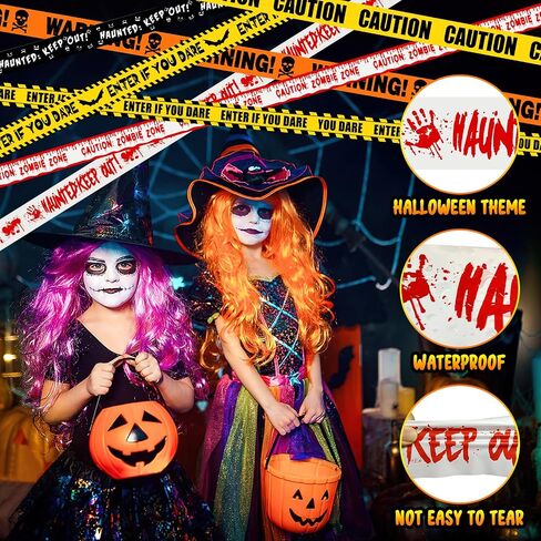 6Pcs Halloween Fright Tape 180ft/54.9m Halloween Caution Tape Warning Tape Enter If You Dare Tape Haunted Keep Out Tape Outdoor Halloween Party Decorations for Room Door Haunted Houses No Stickiness in Saudi Arabia