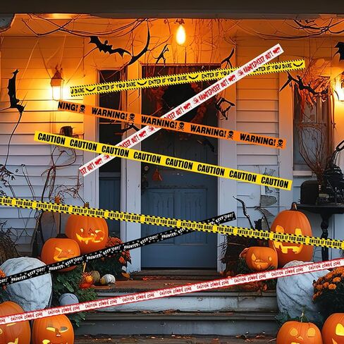 6Pcs Halloween Fright Tape 180ft/54.9m Halloween Caution Tape Warning Tape Enter If You Dare Tape Haunted Keep Out Tape Outdoor Halloween Party Decorations for Room Door Haunted Houses No Stickiness in Saudi Arabia