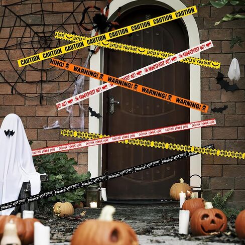 6Pcs Halloween Fright Tape 180ft/54.9m Halloween Caution Tape Warning Tape Enter If You Dare Tape Haunted Keep Out Tape Outdoor Halloween Party Decorations for Room Door Haunted Houses No Stickiness in Saudi Arabia