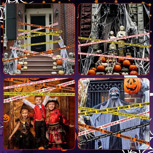 6Pcs Halloween Fright Tape 180ft/54.9m Halloween Caution Tape Warning Tape Enter If You Dare Tape Haunted Keep Out Tape Outdoor Halloween Party Decorations for Room Door Haunted Houses No Stickiness in Saudi Arabia