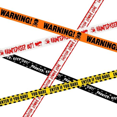 6Pcs Halloween Fright Tape 180ft/54.9m Halloween Caution Tape Warning Tape Enter If You Dare Tape Haunted Keep Out Tape Outdoor Halloween Party Decorations for Room Door Haunted Houses No Stickiness in Saudi Arabia