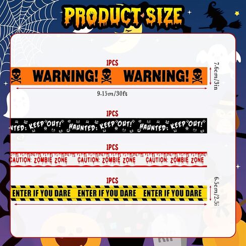 6Pcs Halloween Fright Tape 180ft/54.9m Halloween Caution Tape Warning Tape Enter If You Dare Tape Haunted Keep Out Tape Outdoor Halloween Party Decorations for Room Door Haunted Houses No Stickiness in Saudi Arabia