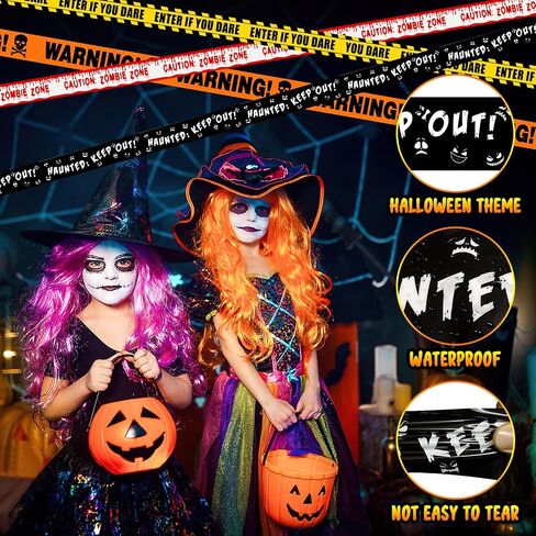 6Pcs Halloween Fright Tape 180ft/54.9m Halloween Caution Tape Warning Tape Enter If You Dare Tape Haunted Keep Out Tape Outdoor Halloween Party Decorations for Room Door Haunted Houses No Stickiness in Saudi Arabia