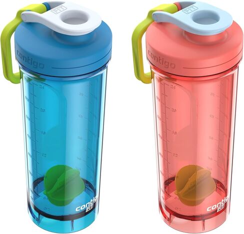 Contigo Shake & Go Fit 2.0 Water Bottle, 28 oz, Salt; Macaroon, 2-Pack in Saudi Arabia