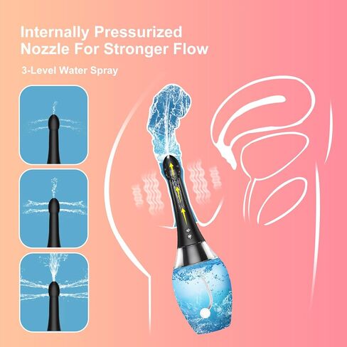 Enema Anal Douche for Men Women, Electric Enema Bulb with 7-Mode, Anti Backflow Colon Cleaner with 5 Water Outlets 3-Level Spray, Skin-Friendly Silicone 16 fl oz in Kuwait