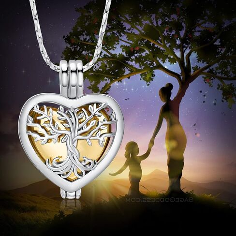 Tree of Life Urn Necklaces for Ashes Heart Shape Cremation Jewelry Memorial Keepsake Jewelry Gifts for Women Men Memorial Lockets Ashes Holder for Pet in Saudi Arabia