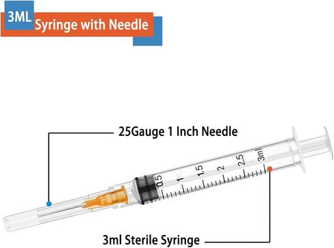 1ml Syringe with Cap,1ml Syringe Without Needle for Liquids,30 Pack Sterile Packaged in Saudi Arabia