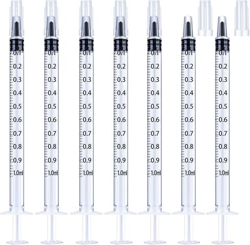 1ml Syringe with Cap,1ml Syringe Without Needle for Liquids,30 Pack Sterile Packaged in Saudi Arabia