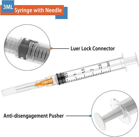 1ml Syringe with Cap,1ml Syringe Without Needle for Liquids,30 Pack Sterile Packaged in Saudi Arabia