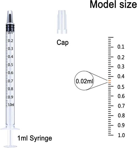 1ml Syringe with Cap,1ml Syringe Without Needle for Liquids,30 Pack Sterile Packaged in Saudi Arabia