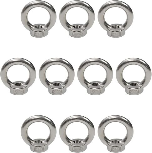 MroMax 4Pcs Lifting Eye Nut M12 Metric Female Thread Ring Shape Nut 304 Stainless Steel Round Shape Fastener Lifting Ring for Rope Fitting Silver in Saudi Arabia