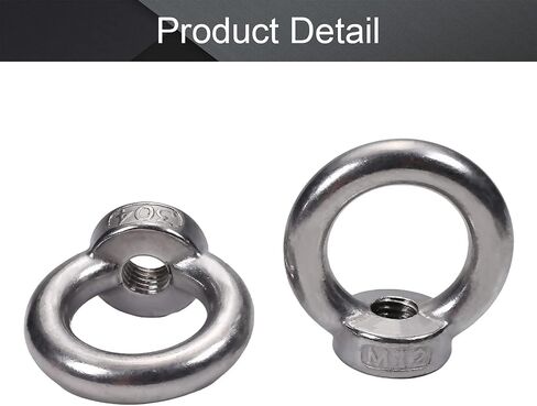 MroMax 4Pcs Lifting Eye Nut M12 Metric Female Thread Ring Shape Nut 304 Stainless Steel Round Shape Fastener Lifting Ring for Rope Fitting Silver in Saudi Arabia
