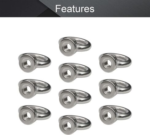MroMax 4Pcs Lifting Eye Nut M12 Metric Female Thread Ring Shape Nut 304 Stainless Steel Round Shape Fastener Lifting Ring for Rope Fitting Silver in Saudi Arabia