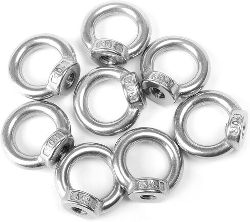 MroMax 4Pcs Lifting Eye Nut M12 Metric Female Thread Ring Shape Nut 304 Stainless Steel Round Shape Fastener Lifting Ring for Rope Fitting Silver in Saudi Arabia