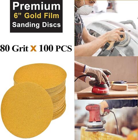 6 Inch No-Hole Hook and Loop Sanding Discs 220 Grit Random Orbital Sandpaper for Automotive and Woodworking 100Pack in Saudi Arabia